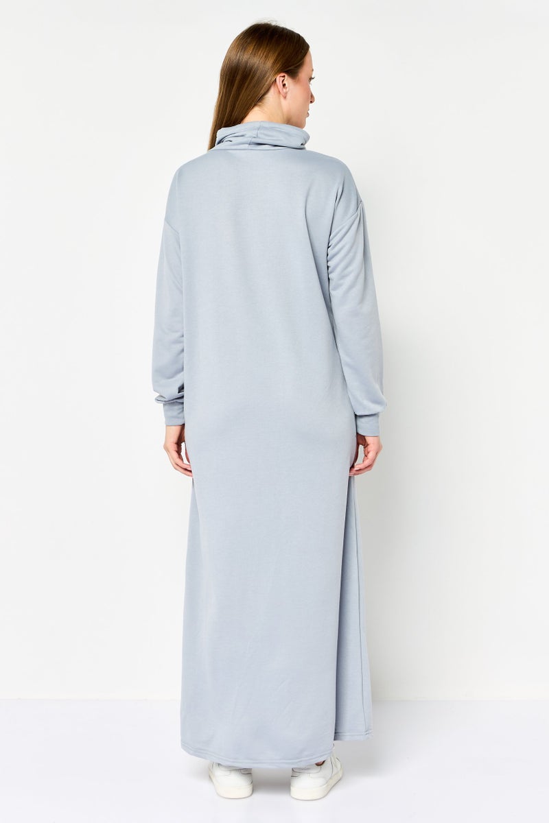 trendyol فستان ماكسي بسيط للنساء، رمادي - Image 4